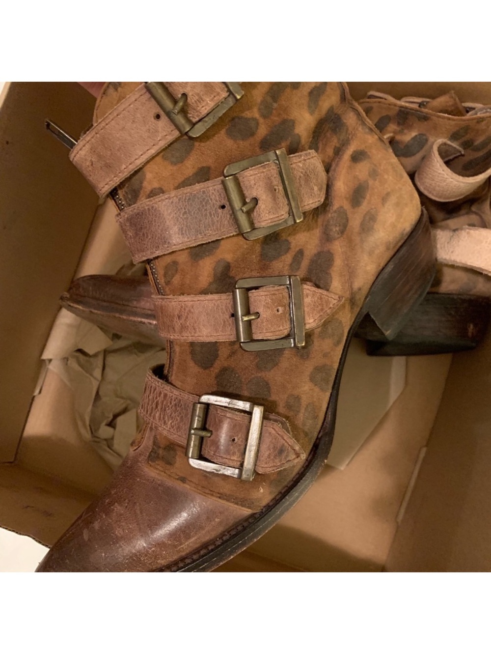 Freebird by Steven Leopard-Print SKELTER Triple Buckle Ankle Boots